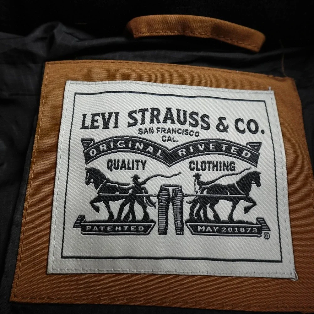 NEW Levis Jacket Mens S Brown‎ Hooded Quilted Parka Insulated Puffer Chore Coat